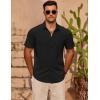 COOFANDY Mens Casual Short Sleeve Shirts Summer Beach Shirt Button Down Textured Shirts Vacation Hawaiian Shirts(Black)