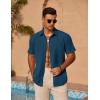 COOFANDY Mens Casual Short Sleeve Shirts Summer Beach Shirt Button Down Textured Shirts Vacation Hawaiian Shirts(Dark Blue)