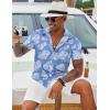 COOFANDY Mens Casual Short Sleeve Shirts Summer Beach Shirt Button Down Textured Shirts Vacation Hawaiian Shirts(Flower-light Blue)