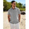 COOFANDY Mens Casual Short Sleeve Shirts Summer Beach Shirt Button Down Textured Shirts Vacation Hawaiian Shirts(Grey)