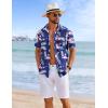 COOFANDY Mens Casual Short Sleeve Shirts Summer Beach Shirt Button Down Textured Shirts Vacation Hawaiian Shirts(Navy Blue – Flamingo)