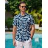 COOFANDY Mens Casual Short Sleeve Shirts Summer Beach Shirt Button Down Textured Shirts Vacation Hawaiian Shirts(Navy Blue / White Leaf)
