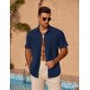 COOFANDY Mens Casual Short Sleeve Shirts Summer Beach Shirt Button Down Textured Shirts Vacation Hawaiian Shirts(Navy Blue)