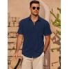 COOFANDY Mens Casual Short Sleeve Shirts Summer Beach Shirt Button Down Textured Shirts Vacation Hawaiian Shirts(Navy Blue)