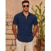 COOFANDY Mens Casual Short Sleeve Shirts Summer Beach Shirt Button Down Textured Shirts Vacation Hawaiian Shirts(Navy Blue)