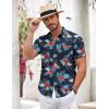 COOFANDY Mens Casual Short Sleeve Shirts Summer Beach Shirt Button Down Textured Shirts Vacation Hawaiian Shirts(Navy-blue Flowers)