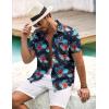COOFANDY Mens Casual Short Sleeve Shirts Summer Beach Shirt Button Down Textured Shirts Vacation Hawaiian Shirts(Navy-blue Flowers)