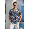 COOFANDY Mens Casual Short Sleeve Shirts Summer Beach Shirt Button Down Textured Shirts Vacation Hawaiian Shirts(Navy-red Floral)