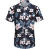 COOFANDY Mens Casual Short Sleeve Shirts Summer Beach Shirt Button Down Textured Shirts Vacation Hawaiian Shirts(Navy-white Floral)