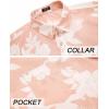 COOFANDY Mens Casual Short Sleeve Shirts Summer Beach Shirt Button Down Textured Shirts Vacation Hawaiian Shirts(Pink – White Flower)