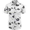 COOFANDY Mens Casual Short Sleeve Shirts Summer Beach Shirt Button Down Textured Shirts Vacation Hawaiian Shirts(White / Black Floral)