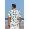 COOFANDY Mens Casual Short Sleeve Shirts Summer Beach Shirt Button Down Textured Shirts Vacation Hawaiian Shirts(White- Palm Leaf)