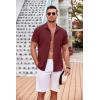 COOFANDY Mens Casual Short Sleeve Shirts Summer Beach Shirt Button Down Textured Shirts Vacation Hawaiian Shirts(Wine Red)