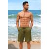 COOFANDY Mens Casual Shorts 9 inch Inseam Stretch Beach Shorts Elastic Waist Drawstring Summer Shorts(Army Green)