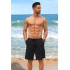 COOFANDY Mens Casual Shorts 9 inch Inseam Stretch Beach Shorts Elastic Waist Drawstring Summer Shorts(Black)