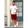 COOFANDY Mens Casual Shorts 9 inch Inseam Stretch Beach Shorts Elastic Waist Drawstring Summer Shorts(Burgundy)