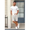 COOFANDY Mens Casual Shorts 9 inch Inseam Stretch Beach Shorts Elastic Waist Drawstring Summer Shorts(Light Grey)