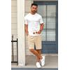 COOFANDY Mens Casual Shorts 9 inch Inseam Stretch Beach Shorts Elastic Waist Drawstring Summer Shorts(Light Khaki)