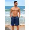 COOFANDY Mens Casual Shorts 9 inch Inseam Stretch Beach Shorts Elastic Waist Drawstring Summer Shorts(Navy Blue)