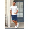 COOFANDY Mens Casual Shorts 9 inch Inseam Stretch Beach Shorts Elastic Waist Drawstring Summer Shorts(Navy Blue)