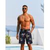 COOFANDY Men’s Casual Shorts Lightweight Elastic Waist Drawstring Summer Beach Shorts with Pockets(Navy Blue&green Flower)