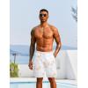 COOFANDY Men’s Casual Shorts Lightweight Elastic Waist Drawstring Summer Beach Shorts with Pockets(White&brown Coconut Tree)
