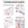 COOFANDY Men’s Casual Shorts Lightweight Elastic Waist Drawstring Summer Beach Shorts with Pockets(White&brown Coconut Tree)