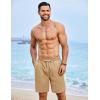 COOFANDY Mens Casual Shorts Summer Beach Elastic Waist Drawstring Shorts Lightweight Quicky Dry Vacation Shorts(Khaki)