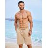 COOFANDY Mens Casual Shorts Summer Beach Elastic Waist Drawstring Shorts Lightweight Quicky Dry Vacation Shorts(Light Khaki)