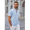 COOFANDY Men’s Casual Summer Beach Henley Shirt Band Collar Lightweight Hippie Tee Shirts(Light Blue)