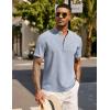 COOFANDY Men’s Casual Summer Beach Henley Shirt Band Collar Lightweight Hippie Tee Shirts(Light Blue1)