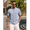 COOFANDY Men’s Casual Summer Beach Henley Shirt Band Collar Lightweight Hippie Tee Shirts(Light Blue1)