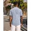 COOFANDY Men’s Casual Summer Beach Henley Shirt Band Collar Lightweight Hippie Tee Shirts(Light Blue1)