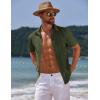 COOFANDY Mens Casual Summer Beach Shirt Button Down Short Sleeve Shirts Vacation Shirt Cotton Linen Shirts(Army Green)
