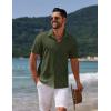 COOFANDY Mens Casual Summer Beach Shirt Button Down Short Sleeve Shirts Vacation Shirt Cotton Linen Shirts(Army Green)