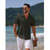 COOFANDY Mens Casual Summer Beach Shirt Button Down Short Sleeve Shirts Vacation Shirt Cotton Linen Shirts(Black)