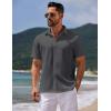 COOFANDY Mens Casual Summer Beach Shirt Button Down Short Sleeve Shirts Vacation Shirt Cotton Linen Shirts(Dark Gray)