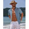 COOFANDY Mens Casual Summer Beach Shirt Button Down Short Sleeve Shirts Vacation Shirt Cotton Linen Shirts(Light Blue)