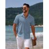 COOFANDY Mens Casual Summer Beach Shirt Button Down Short Sleeve Shirts Vacation Shirt Cotton Linen Shirts(Light Blue)