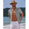 COOFANDY Mens Casual Summer Beach Shirt Button Down Short Sleeve Shirts Vacation Shirt Cotton Linen Shirts(Light Gray)