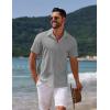 COOFANDY Mens Casual Summer Beach Shirt Button Down Short Sleeve Shirts Vacation Shirt Cotton Linen Shirts(Light Gray)