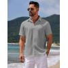 COOFANDY Mens Casual Summer Beach Shirt Button Down Short Sleeve Shirts Vacation Shirt Cotton Linen Shirts(Light Gray)