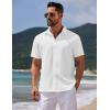 COOFANDY Mens Casual Summer Beach Shirt Button Down Short Sleeve Shirts Vacation Shirt Cotton Linen Shirts(White)