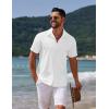 COOFANDY Mens Casual Summer Beach Shirt Button Down Short Sleeve Shirts Vacation Shirt Cotton Linen Shirts(White)
