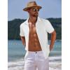 COOFANDY Mens Casual Summer Beach Shirt Button Down Short Sleeve Shirts Vacation Shirt Cotton Linen Shirts(White)