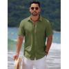 COOFANDY Men’s Casual Summer Beach Shirt Short Sleeve Button Down Shirt Vacation Wedding Shirt Linen Textured Shirts(Army Green)