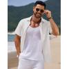 COOFANDY Men’s Casual Summer Beach Shirt Short Sleeve Button Down Shirt Vacation Wedding Shirt Linen Textured Shirts(A-white)