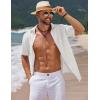 COOFANDY Men’s Casual Summer Beach Shirt Short Sleeve Button Down Shirt Vacation Wedding Shirt Linen Textured Shirts(A-white)