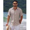COOFANDY Men’s Casual Summer Beach Shirt Short Sleeve Button Down Shirt Vacation Wedding Shirt Linen Textured Shirts(Champagne)