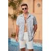 COOFANDY Men’s Casual Summer Beach Shirt Short Sleeve Button Down Shirt Vacation Wedding Shirt Linen Textured Shirts(Leaf)